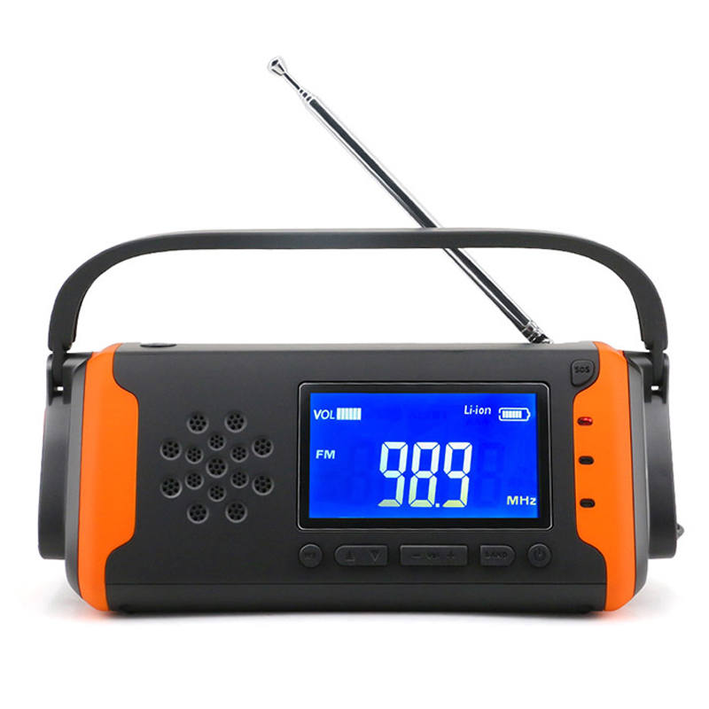 ЖК-цифровое аварийное метеорологическое радио, солнечная ручная рукоятка AM \/ FM-радио NOAA со светодиодным фонариком, музыкальный плеер AUX-in, 4000 мАч зарядное устройство для зарядного устройства сотового телефона и сигнализация SOS